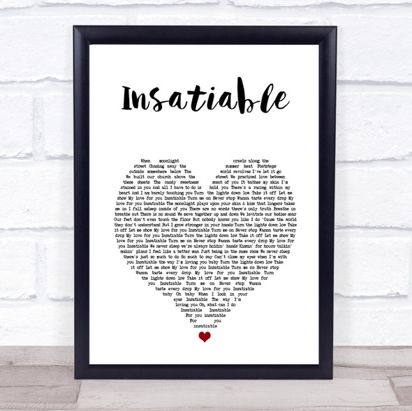 Darren Hayes Insatiable White Heart Song Lyric Print