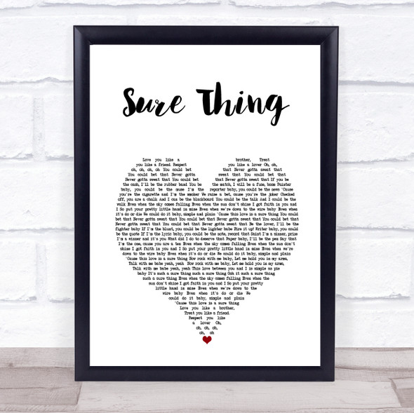 Miguel Sure Thing White Heart Song Lyric Print