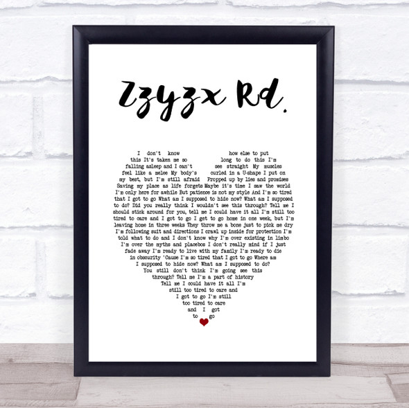 Stone Sour Zzyzx Rd. White Heart Song Lyric Print