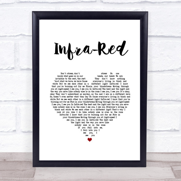 Three Days Grace Infra-Red White Heart Song Lyric Print