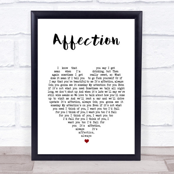 Cigarettes After Sex Affection White Heart Song Lyric Print