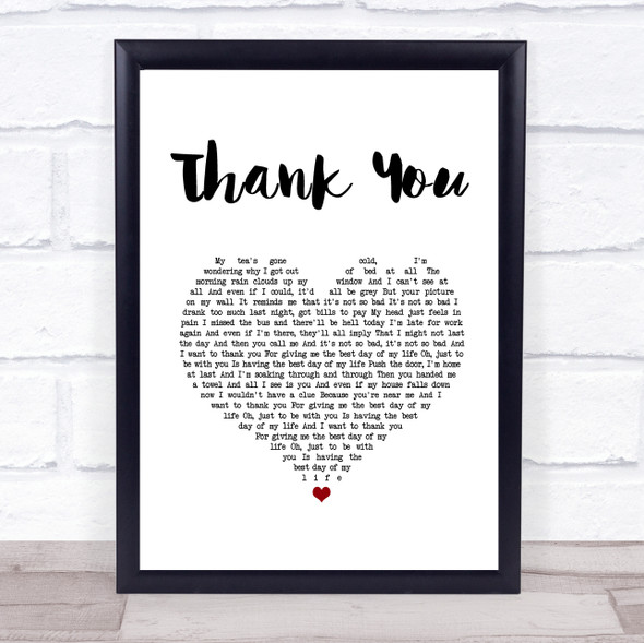 Dido Thank You White Heart Song Lyric Print