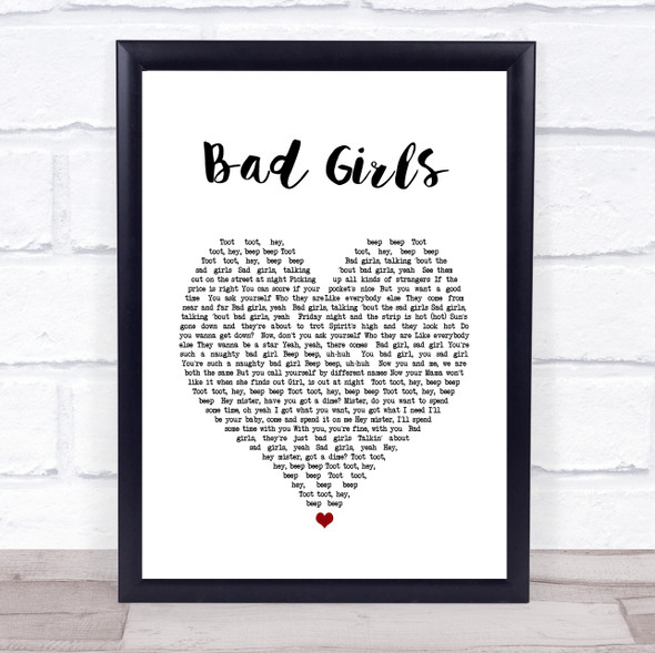 Donna Summer Bad Girls White Heart Song Lyric Print