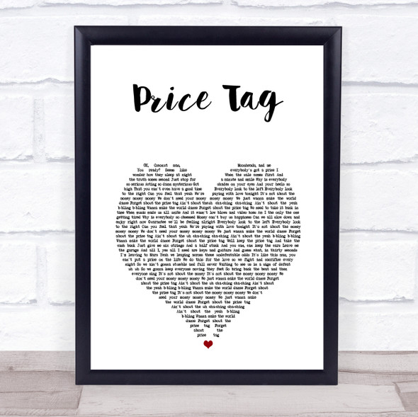 Jessie J Price Tag White Heart Song Lyric Print