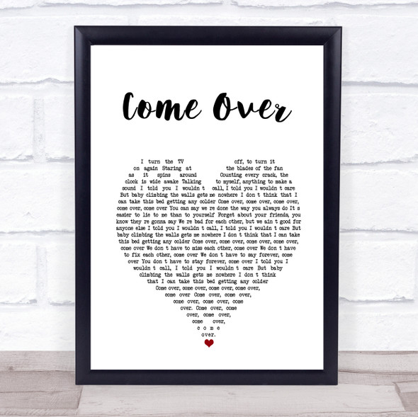 Kenny Chesney Come Over White Heart Song Lyric Print