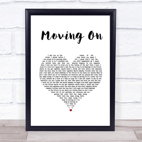 Kodaline Moving On White Heart Song Lyric Print