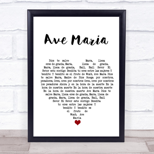 Marian Anderson Ave Maria White Heart Song Lyric Print