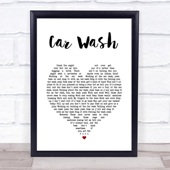 Rose Royce Car Wash White Heart Song Lyric Print