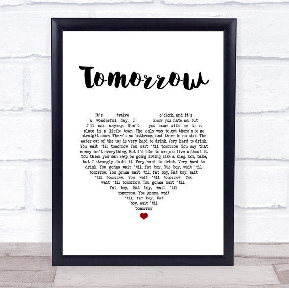 Silverchair Tomorrow White Heart Song Lyric Print