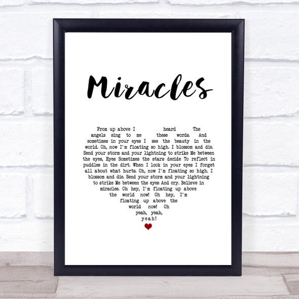 Coldplay Miracles White Heart Song Lyric Print