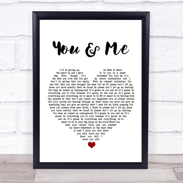 Disclosure You & Me White Heart Song Lyric Print