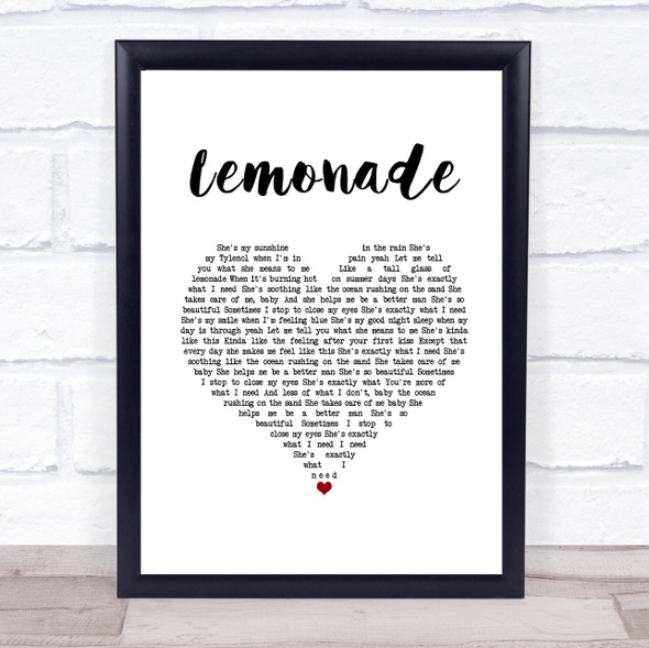 Jeremy Passion, Melissa Polinar & Gabe Bondoc Lemonade White Heart Song Lyric Print