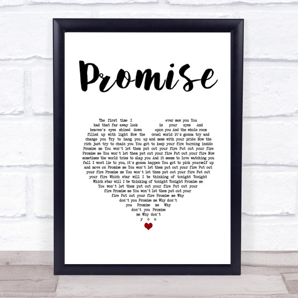 Slash Promise White Heart Song Lyric Print