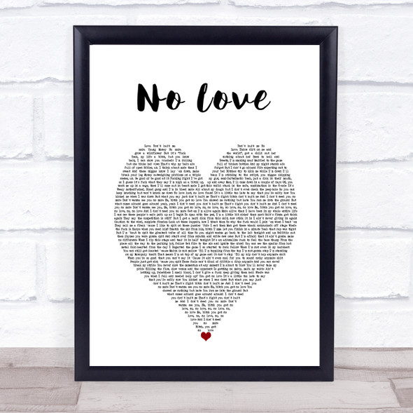 Eminem No Love White Heart Song Lyric Print