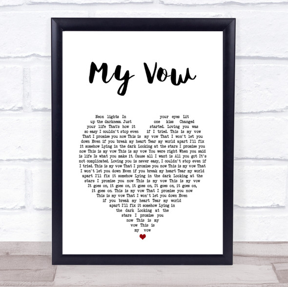 Scouting For Girls My Vow White Heart Song Lyric Print