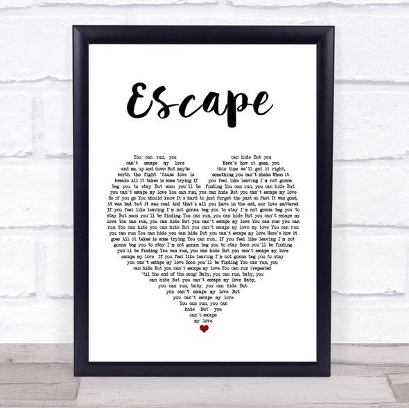 Enrique Iglesias Escape White Heart Song Lyric Print