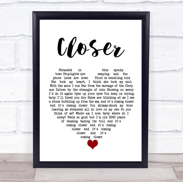 Kings Of Leon Closer White Heart Song Lyric Print