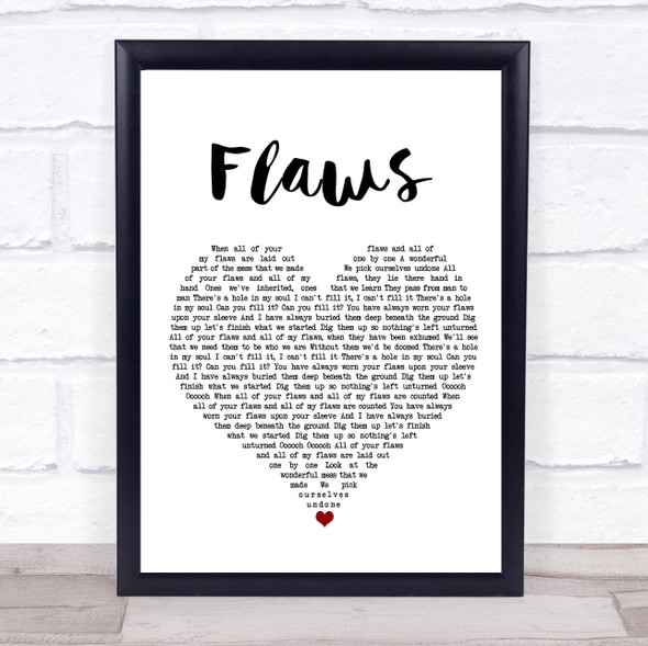 Bastille Flaws White Heart Song Lyric Print