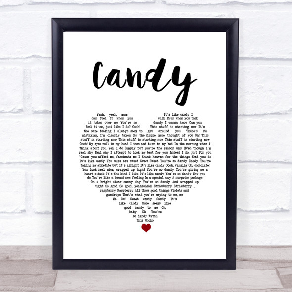 Cameo Candy White Heart Song Lyric Print