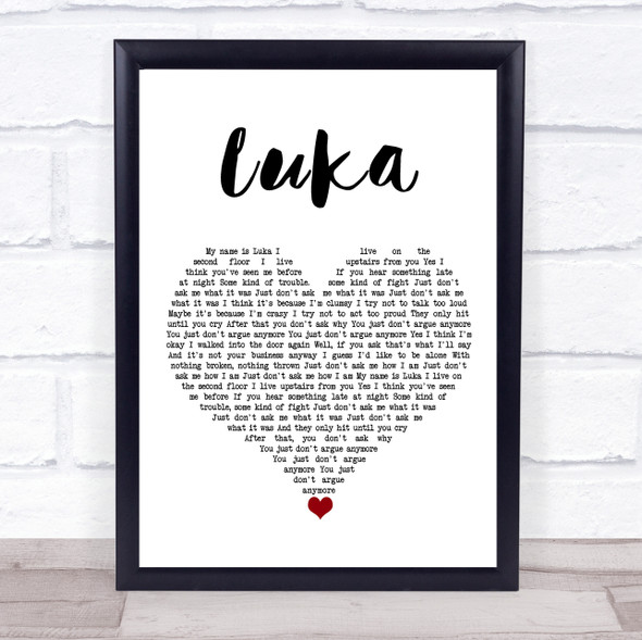 Suzanne Vega Luka White Heart Song Lyric Print