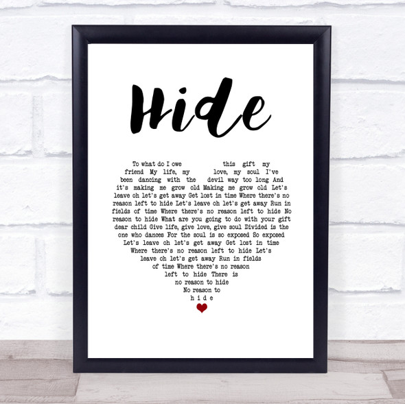 Creed Hide White Heart Song Lyric Print