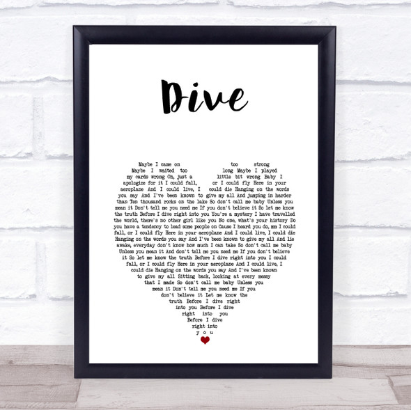 Ed Sheeran Dive White Heart Song Lyric Print