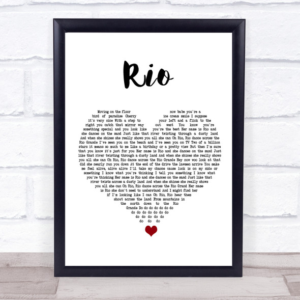 Duran Duran Rio White Heart Song Lyric Print