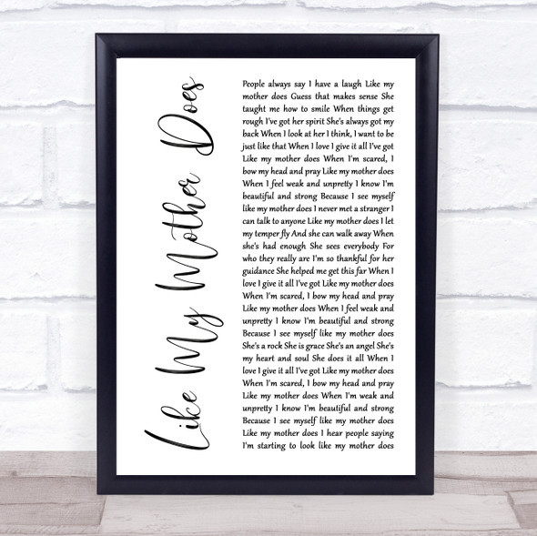 Lauren Alaina Like My Mother Does White Script Song Lyric Print