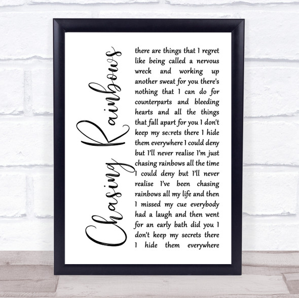 Shed Seven Chasing Rainbows White Script Song Lyric Print