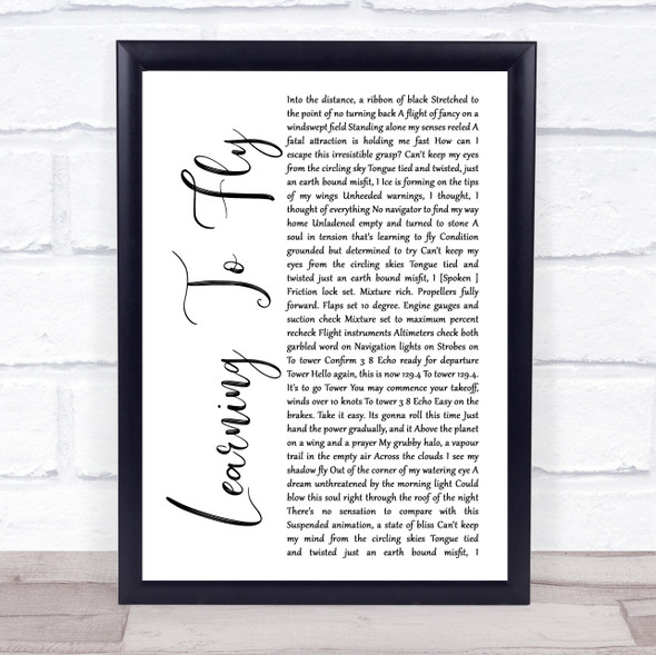 Pink Floyd Learning To Fly White Script Song Lyric Print