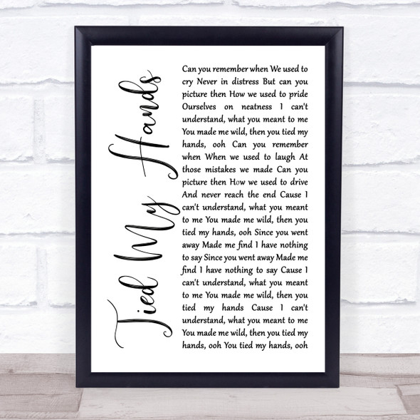 Seether Tied My Hands White Script Song Lyric Print