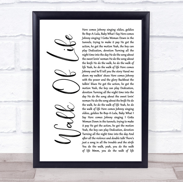 Dire Straits Walk Of Life White Script Song Lyric Print