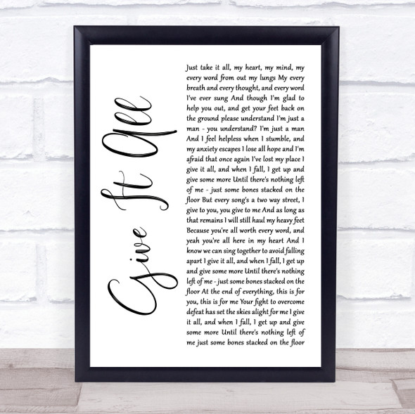 The Amity Affliction Give It All White Script Song Lyric Print