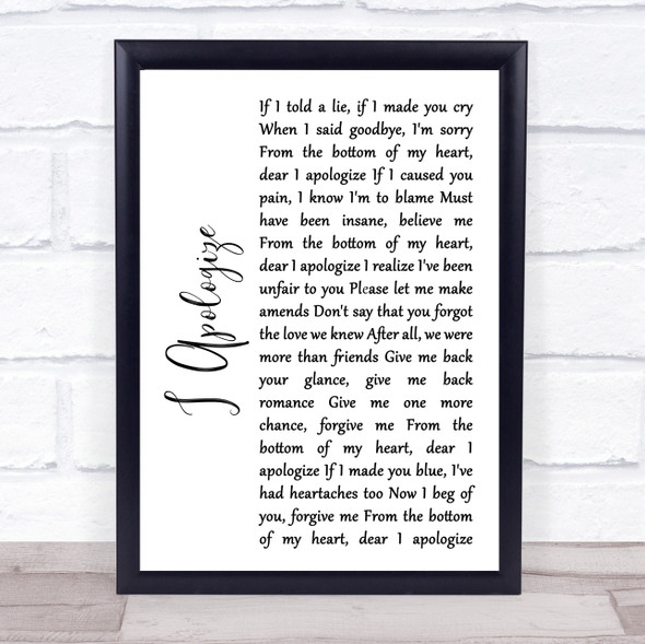 Billy Eckstine I Apologize White Script Song Lyric Print