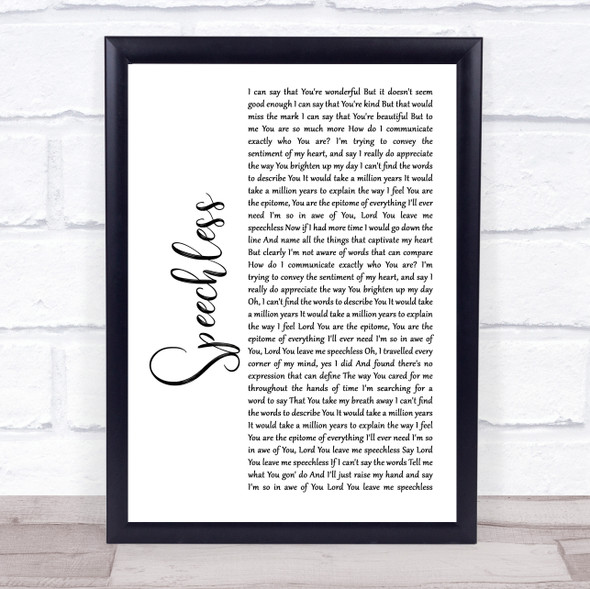 Anita Wilson Speechless White Script Song Lyric Print