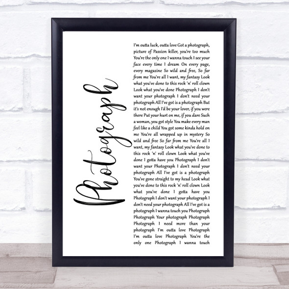 Def Leppard Photograph White Script Song Lyric Print