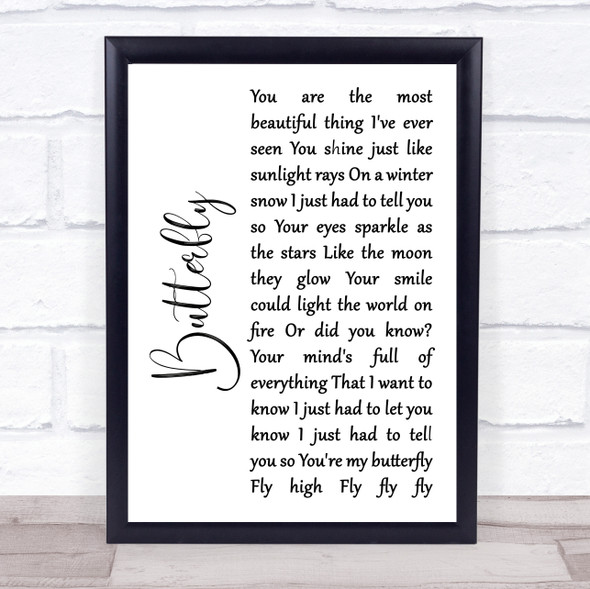 Lenny Kravitz Butterfly White Script Song Lyric Print