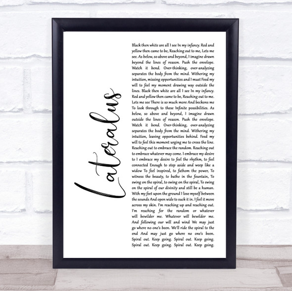 Tool Lateralus White Script Song Lyric Print