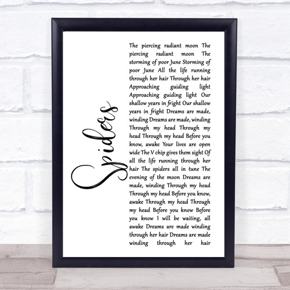 System Of A Down Spiders White Script Song Lyric Print