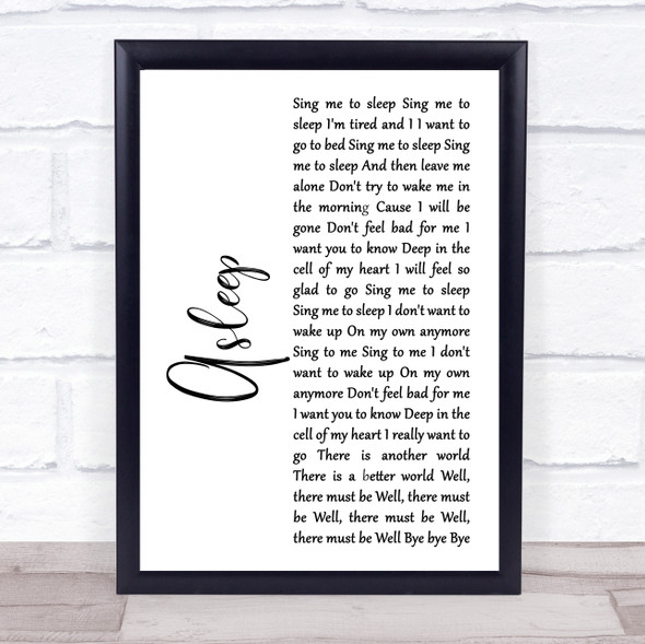 The Smiths Asleep White Script Song Lyric Print