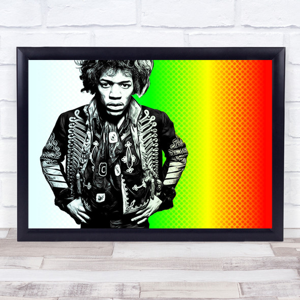 Jimi Hendrix Bright Retro Funky Wall Art Print