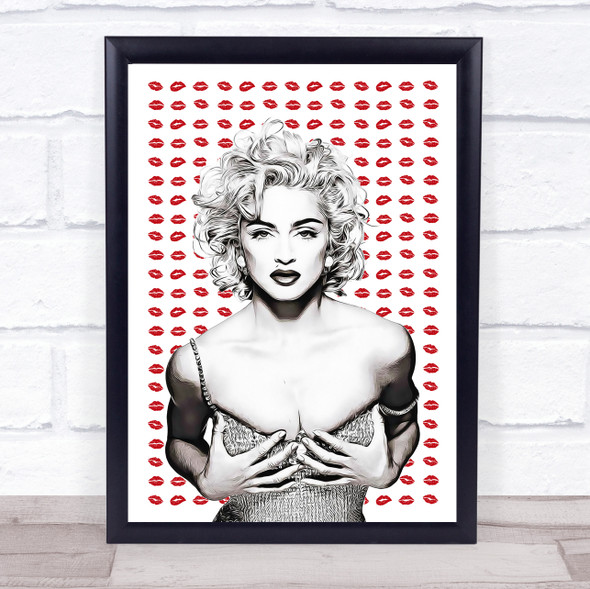 Madonna Pop Art Black & White Lips Funky Wall Art Print
