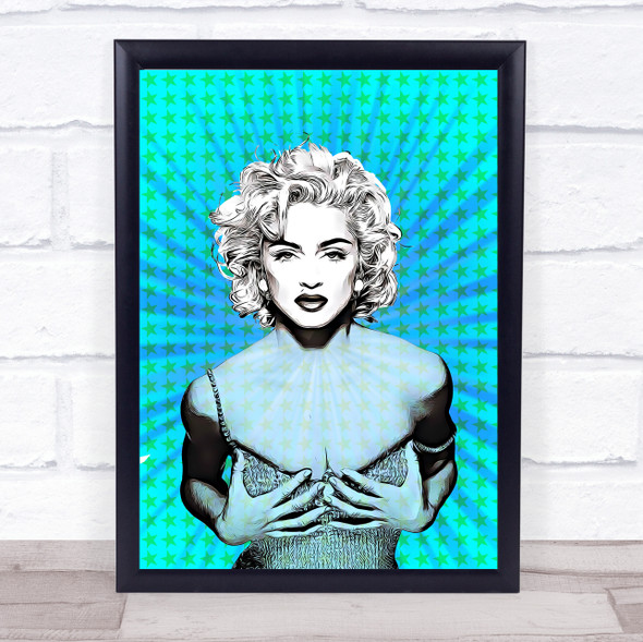 Madonna Strike A Pose Graphic Blue & Green Funky Wall Art Print