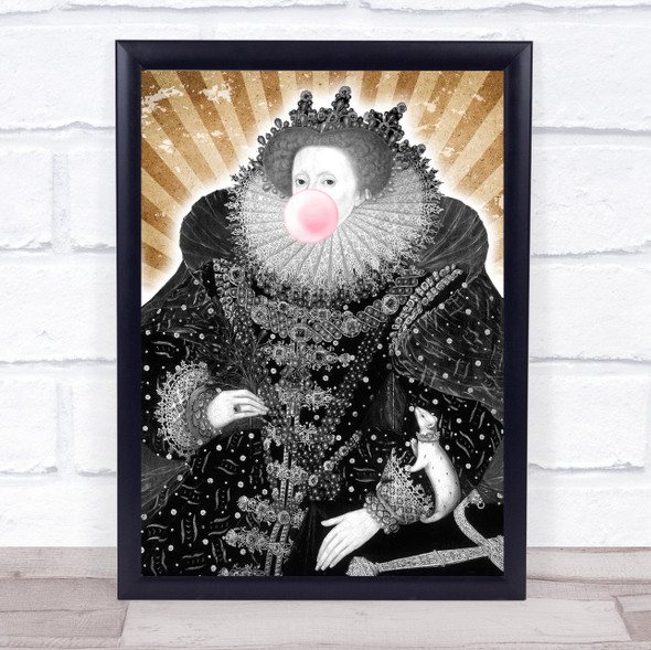 Queen Elizabeth Retro Style Bubblegum Wall Art Print