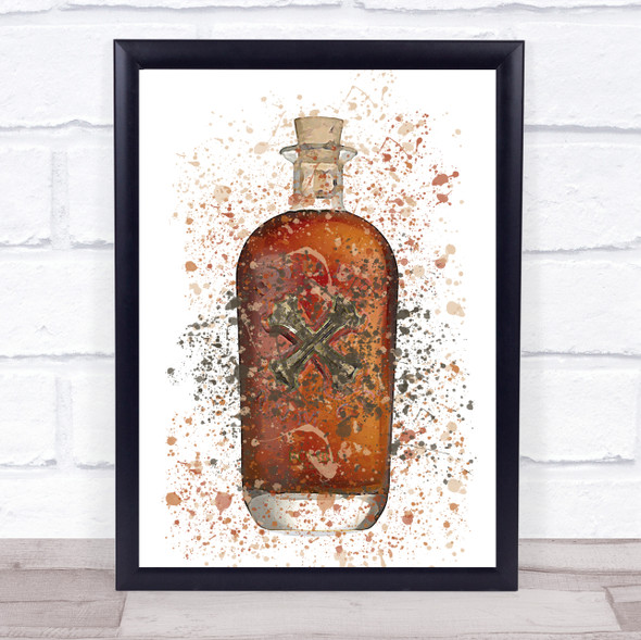 Watercolour Splatter Bumbo Spiced Rum Original Bottle Wall Art Print