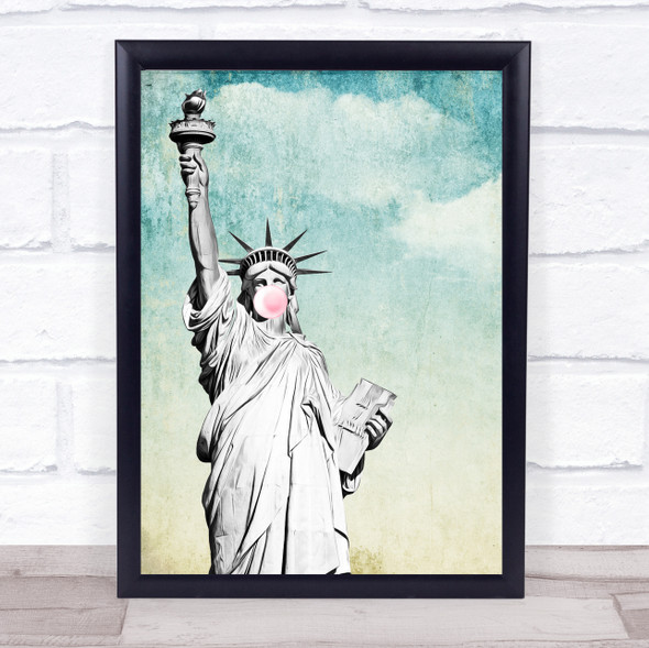 Statue Of Liberty Retro Style Bubblegum Wall Art Print