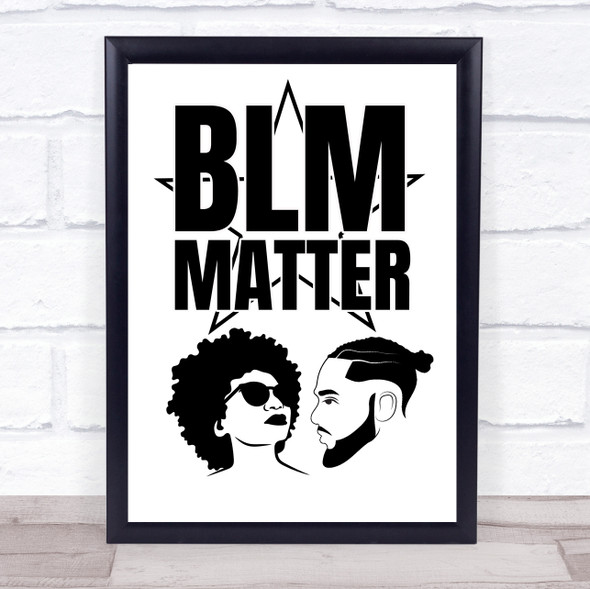Black Lives Matter Man Woman White Wall Art Print