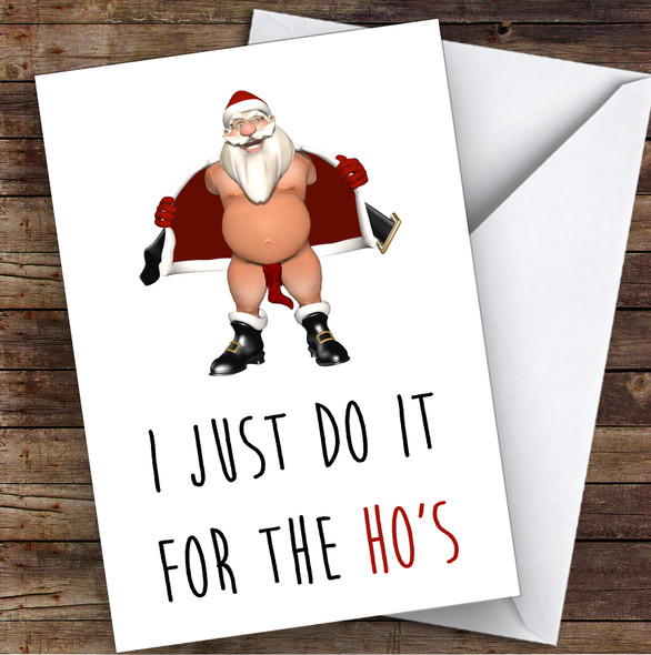 Funny Rude Dirty Santa How's Joke Personalised Christmas Card