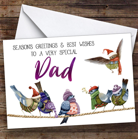 Cute Birds Very Special Dad Personalised Christmas Card