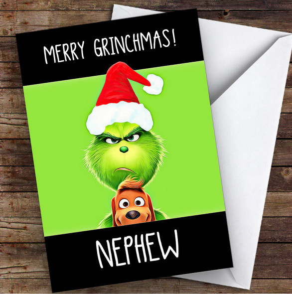Nephew Merry Grinchmas Personalised Christmas Card
